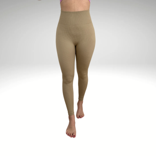 Bezšvové legíny Ribbed Khaki Yastraby Veľkosť: L