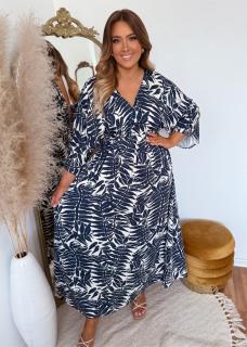 ZAZZA Bielo-modré šaty s odhaleným chrbtom Veľkosť: XXXXL