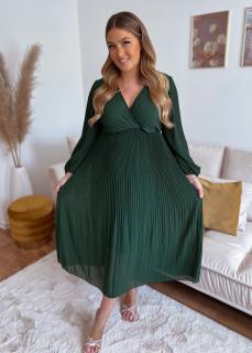 ZAZZA Dlhé elegantné plisované šaty v zelenej Veľkosť: L/XL