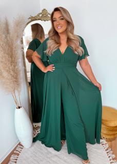 ZAZZA Dlhý elegantný overal/šaty - tmavozelená Veľkosť: XXL