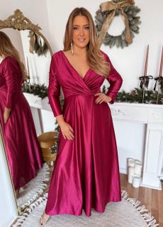 ZAZZA Lesklé spoločenské šaty - fuchsia Veľkosť: XXL