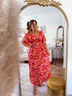 ZAZZA Oranžovo-ružové dlhé šaty Veľkosť: XXXXL