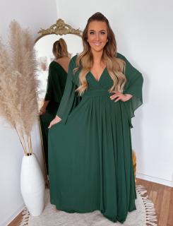 ZAZZA Tmavozelené spoločenské s výrazným rukávom Veľkosť: XXXXL