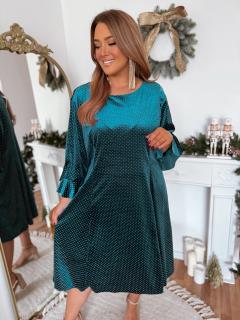 ZAZZA Voľné zamatové šaty - tyrkysová Veľkosť: XXL/XXXL