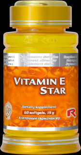 Starlife VITAMIN E STAR - s antioxidačnými účinkami pre dobrý zrak a správnu funkciu pokožky, Starlife  60 tob