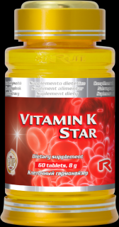 Starlife VITAMIN K STAR - pre podporu krvnej zrážanlivosti a stavbu zdravých kostí, Starlife  60 tabl