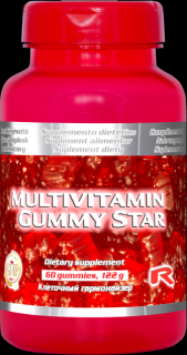 Starlife MULTIVITAMIN GUMMY STAR - gumové cukríky s obsahom vitamínov pre obranyschopnosť organizmu, Starlife 60 kaps