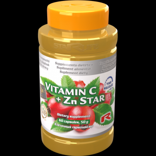 Starlife VITAMIN C + Zn STAR  -  pre podporu obranyschopnosti organizmu a  normálneho stavu kostí, vlasov, nechtov, pokožky a zraku, Starlife  60 kaps