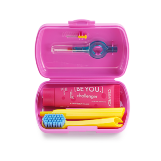 Curaprox cestovný - Set zubná kefka + CPS medzizubné kefky 2 ks + zubná pasta 10 ml - ružový