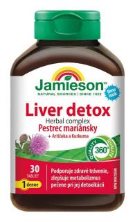 JAMIESON LIVER DETOX HERBAL COMPLEX – PESTREC MARIÁNSKY + ARTIČOKA A KURKUMA 30TBL. (Detoch a regenerácia pečene)