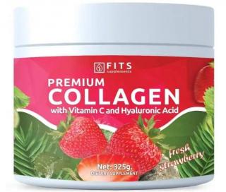 Prémiový kolagén Fits Supplements 10.000mg - jahoda - 375g prášok (s obsahom vitamínu C a kyseliny hyalurónovej)