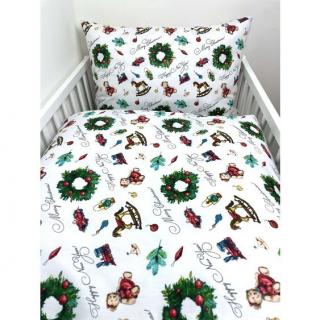 Vianočná posteľná obliečka do postieľky Teddy 90x130/45x65 cm