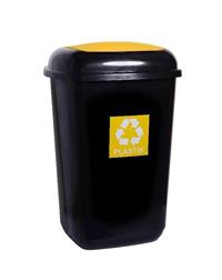 Kôš na separovaný odpad plastový 45 l, QUATRO, žltý - plast