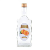 Sklenená fľaša, 500 ml, hranatá, MARHUĽOVICA, s uzáverom na závit.