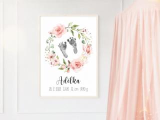 Plagát - s údajmi o narodení ROSIE XL (50 x 70 cm)