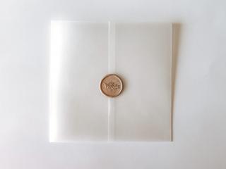Prebal na oznámenie z transparentného papiera 145 x 145 mm Bílý potisk