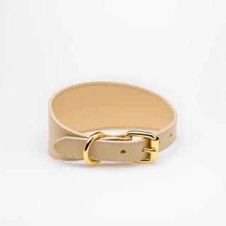 Collar of Sweden široký kožený obojok - béžový Veľkosť: L