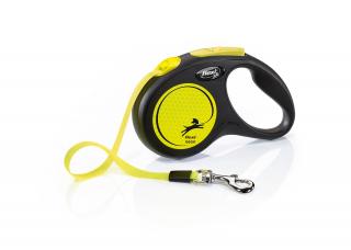 FLEXI Neon samonavíjacie vodítko S (do 15 kg) - páska 5 m
