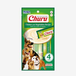 Inaba Churu Dog krémová odmena pre psa - kura so zeleninou 4 x 14 g