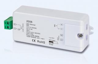 Stmievač dimmer 12-36V, 0-10V, 1-10V, 1x vstup, 1x 8A