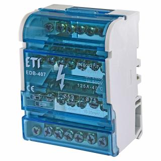 Svorkovnica na DIN lištu EDB-407 krytá, 4-pólová