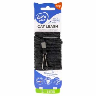 DUVO+ Pohodlné, dlhé vodítko pre mačky 3m/6mm - čierne