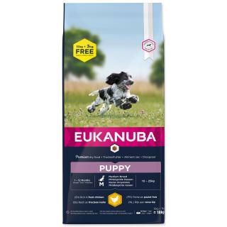 Krmivo Eukanuba Puppy Medium 15+3kg ZDARMA