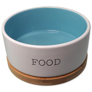 Miska Dog Fantasy keramická FOOD biela/modrá s podtáckou 16x6,5cm, 850ml