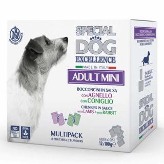 MONGE SPECIAL DOG EXCELLENCE MINI ADULT jahňa/králik multi pack 12x100g kapsička