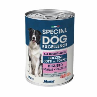 MONGE SPECIAL DOG EXCELLENCE pečené kúsky v šťave s bravčovým a morčacím mäsom pre psov 400g