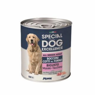 MONGE SPECIAL DOG EXCELLENCE pečené kúsky v šťave s bravčovým a morčacím mäsom pre psov 720g