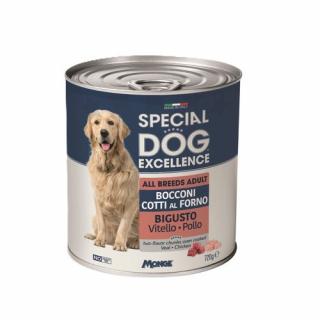 MONGE SPECIAL DOG EXCELLENCE pečené kúsky v šťave s teľacím a kuracím mäsom pre psov 720g