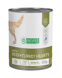Natures Protection Konzerva Dog Adult Beaf & Turkey hearts 800 g