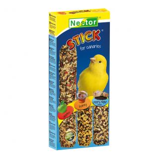 NESTOR Tyčinky 3 v 1 pre kanáriky jablko+med+mak, niger 3ks / 130g