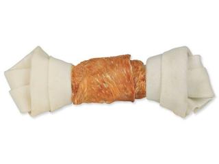 Pochúťka Trixie DentaFun byvolia koža obalená kuracím mäsom, kosť 18cm 120g