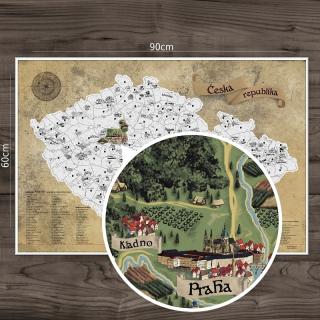 Stieracia mapa Česka DELUXE XL - strieborná