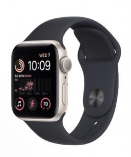 Apple Watch SE (2022) 44mm (NOVÉ) Hvězdně bílé + temně modrý sportovní řemínek