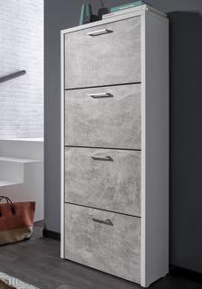 Botník Fulda, biely / šedý betón, výška 152 cm