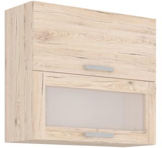 Horná kuchynská skrinka s presklením Bordeaux, 80 cm, dub bordeaux