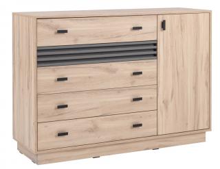 Komoda so šuplíkmi Almo, 135 cm, dub estana/antracit