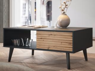 Konferenčný stolík so zásuvkami Willow, čierny/dub artisan