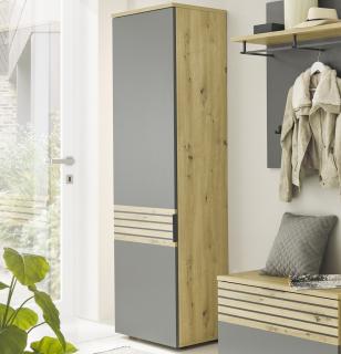 Predsieňová šatníková skriňa Milan, dub artisan/šedá