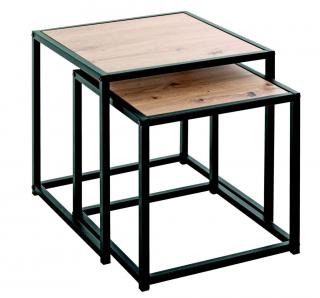 Sada stolíkov Lucca, čierne/dub artisan