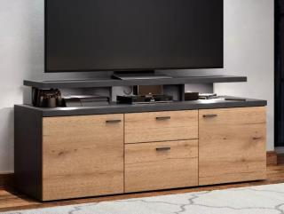 Široká TV skrinka Mood, 151 cm, dub evoke/optika kovu