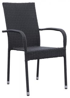 Záhradná stolička Alford, čierna, s podsedákom