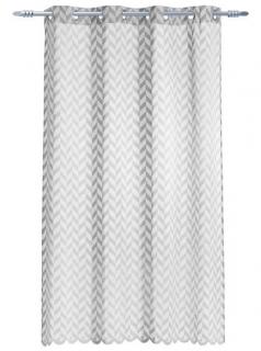 Záves 140x180 cm, strieborný s geometrickým vzorom
