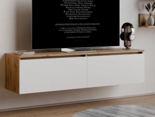 Závesná TV skrinka Asko Living, 135 cm, dub artisan/biela