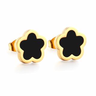 Pozlátené náušnice  CLOVER BLACK