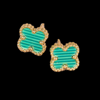 Pozlátené náušnice CLOVER PREMIUM Farba: zelená