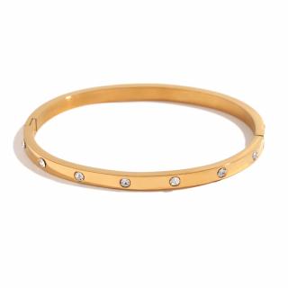 Pozlátený cuff náramok LEO Farba: zlatá